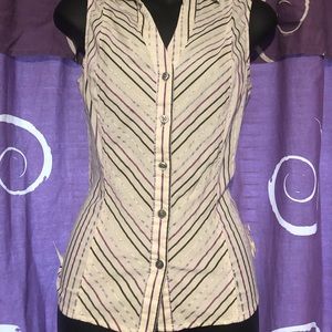 Sleeveless S purple/black/gray stripes women shirt